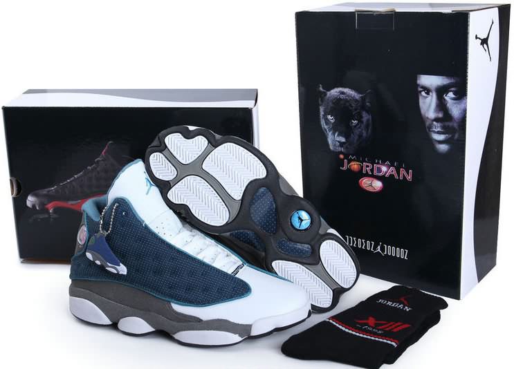 Hight Quality Air Jordan 13 (XIII) Vintage Hardback Edition White Grey Carolina Blue